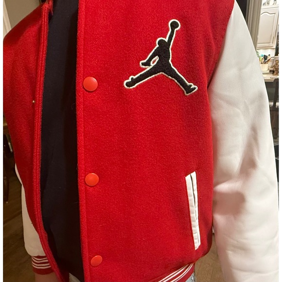Jordan Other - Jordan Flight Varsity Jacket Red White Jumpman Logo Youth Large 12-13 Yrs